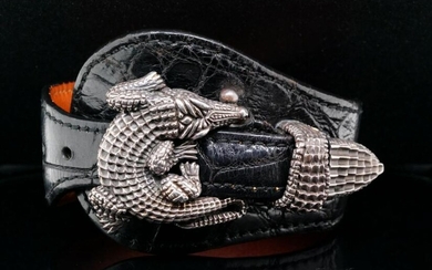 Kieselstein Cord Alligator & Sterling Silver Bracelet