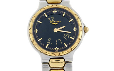LONGINES - a bi-colour Conquest Multigraph bracelet watch, 37mm.