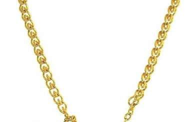 LUXURY 14k Yellow Gold & Enamel Watch Chain Necklace