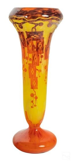 La Verre Francais Frenes Large Deco Art Glass Vase