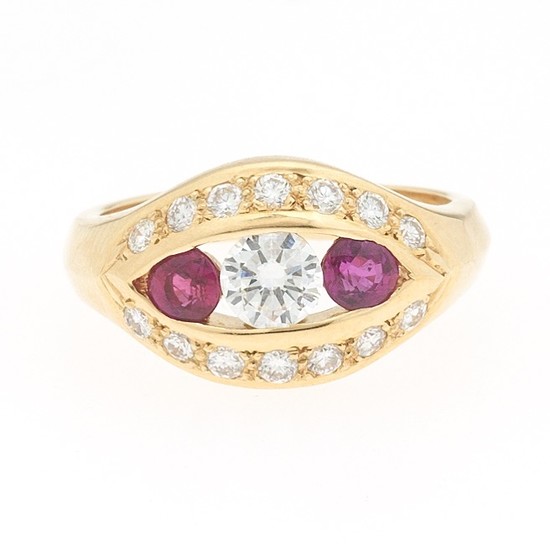Ladies' Gold, Ruby and Diamond "Protective Eye" Ring