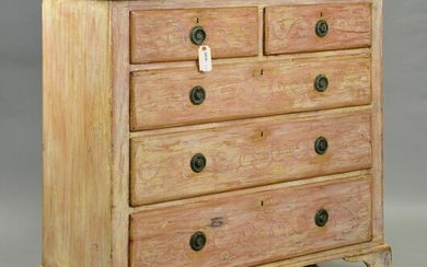 Large English Painted Pine 5 Drawer Chest