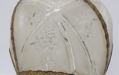 Large Frosted & Clear Glass Vase