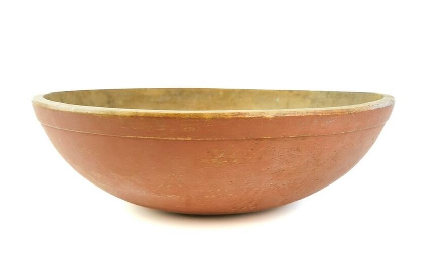 Large Wooden Bowl in Salmon Paint