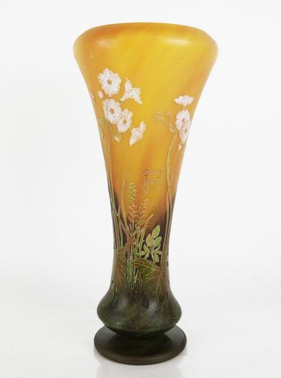 Late Daum Nancy Tall Footed Cameo Vase