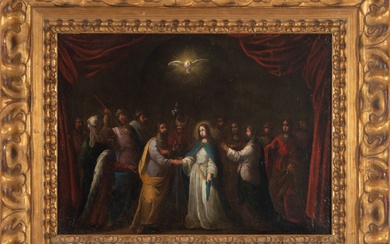 Le mariage de Marie, École italienne du XVIe au XVIIe siècle Huile sur toile. Dimensions...