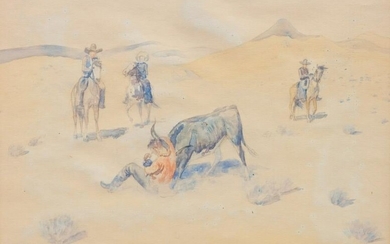 Leonard Reedy (American, 1899-1956) Wrangling a Bull
