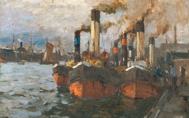 Leonhard Sandrock (Neumarkt 1867 - Berlin 1945). Tugboats.