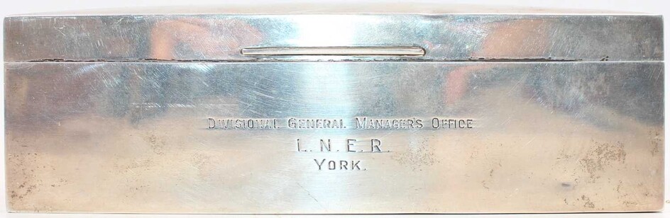 Lot details Solid Silver Rectangular Cigarette Box Presented to...