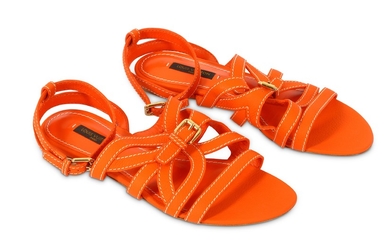 Louis Vuitton Orange Leather Sandals - size 37