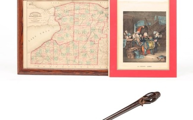 MAP, PRINT & MILITARY SWAGGER STICK.