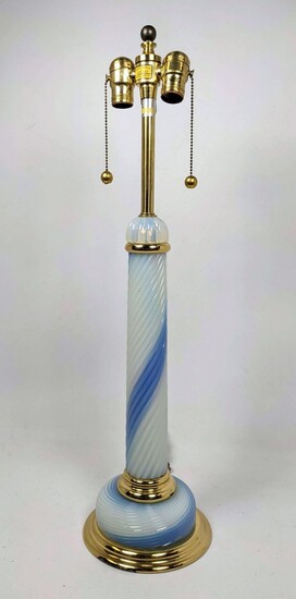 MARBRO Art Glass Column Table Lamp. Modernist Lighting.