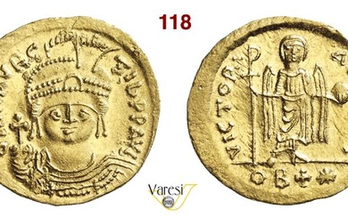 MAURIZIO TIBERIO (582-602) Solido leggero da 22 Silique, Costantinopoli D/...
