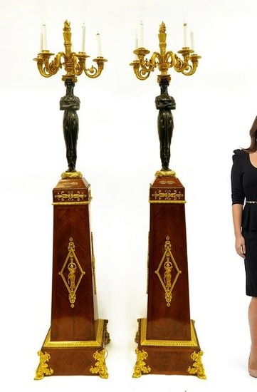 Magnificent Pair of French Empire Figural Torcheres