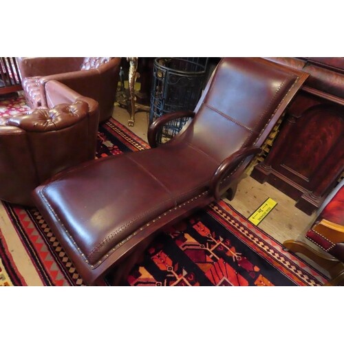Mahogany Framed Relaxing Chair or Long Chair Shaped Supports...