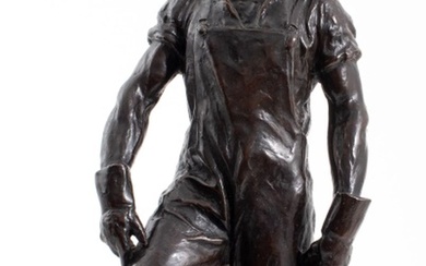 Max Kalish Worker Patinated Bronze Sculpture
