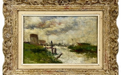 Maximilien LUCE (1858-1941) Paysage Huile sur carton entoilé. Signée en bas à droite 15,5 x...