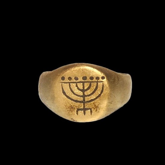 Medieval Gold Ring with Enamelled Minora, c. 10th-12th