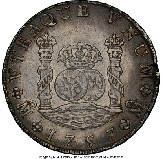 Mexico: , Ferdinand VI 8 Reales 1757 Mo-MM AU Details (Harshly Cleaned) NGC,...