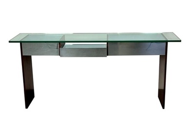 Mid-Century Modern Directional Chrome and Rosewood Console Table