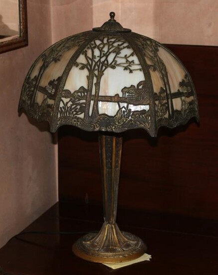 Miller Lamp Co Table Lamp with Slag Glass Shade