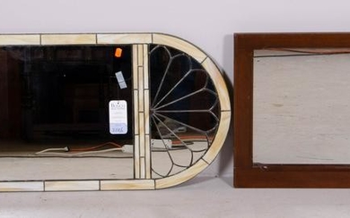 Mirror w/ stained glass, mahogany framed mirror
