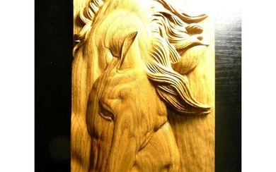 Modern Ash Wood Carving, Equestrian, Horse Carving