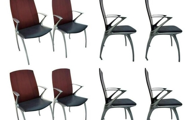 Modern Leather & Wooden Chairs W/Chrome Legs