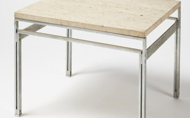 Modern Side Table with Travertine Top