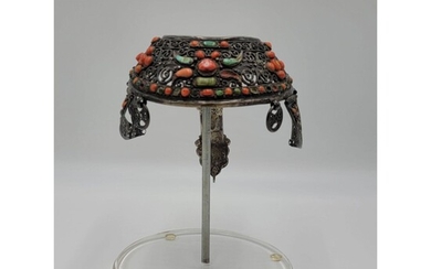 Mongolian Silver Headdress With Coral, Turquoise