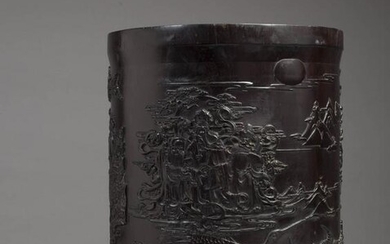 Monumental Zitan 'Immortals' Scroll Pot