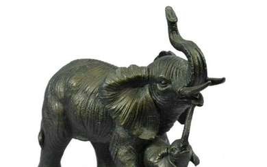 Mother & Baby Elephant Bronze Sculpture
