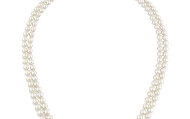 NATURAL PEARL AND DIAMOND NECKLACE