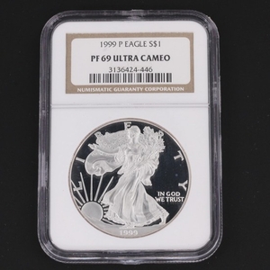 NGC Graded PF69 Ultra Cameo 1999 $1 U.S. Silver Eagle Proof Coin