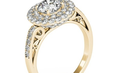 Natural 2 CTW Diamond Engagement Ring 14K Yellow Gold