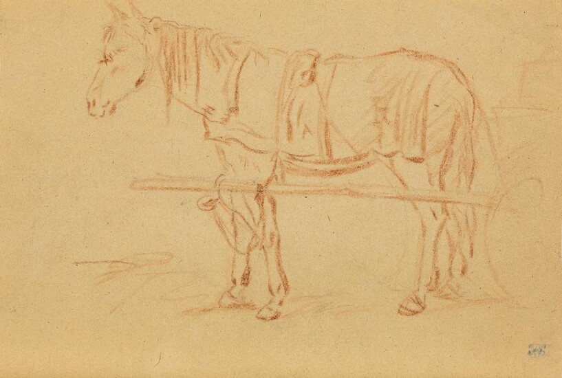 Northern European School, mid-late 18th century- Study of a horse and cart; red chalk on paper, with collector's stamp (probably Lugt 3087) (lower right), 15 x 22 cm., (unframed). Provenance: [Probably] André Dupont-Weinen (Lugt 3087).; Mircea...