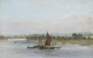 OKÄND KONSTNÄR. LATER PART OF THE 19TH CENTURY, LANDSCAPE WITH AN INLET TOWARDS THE CITY.