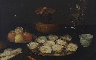OSIAS BEERT I (ANTWERP 1580-1623) Oysters on a pewter dish...