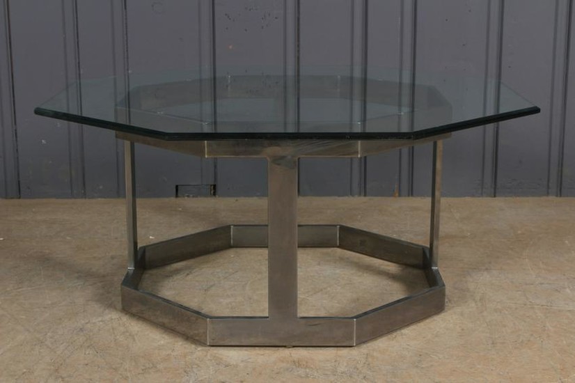 Octagonal Chrome and Glass Coffee Table