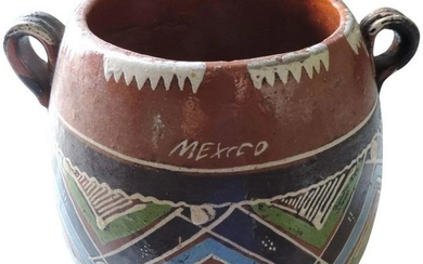 Old Mexican Red Ware, Folk Art, Zig Zag Pattern