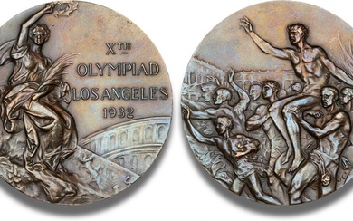 Olympic Games in Los Angeles 1932, bronze prize medal, by Giuseppe Cassioli,...