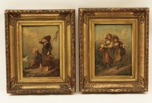 PAIR OF 19TH C. OIL ON CANVAS PAINTING S OF 2 YOUNG GIRLS