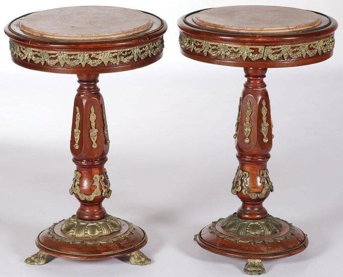 PAIR OF ORMOLU MOUNTED MATCHING STANDS 19TH C