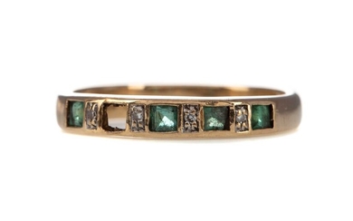 PARTIAL EMERALD AND DIAMOND RING