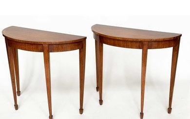 PIER TABLES, a pair, George III design satinwood and crossba...