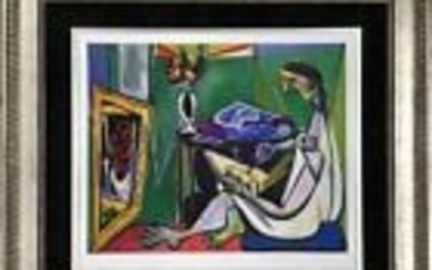 Pablo Picasso Woman Drawing Before A Mirror Signed L/ED Custom Framed