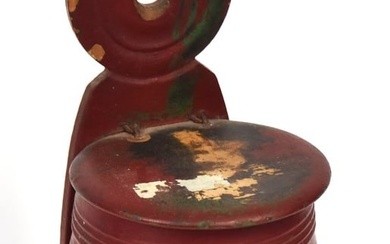 Painted Barrel Form Hanging Salt Jar