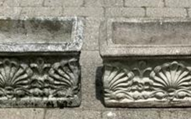 Pair Neoclassical Style Cast Stone Garden Planters