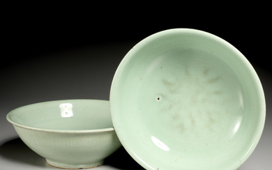 Pair large Korean celadon bowls