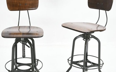 Pair of Antique Industrial Uhl Style Drafting Chairs